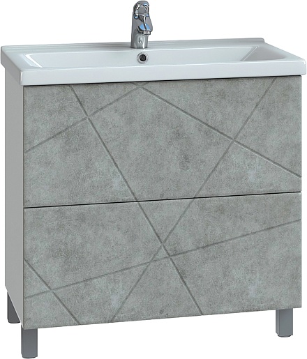 Vigo Мебель для ванной Geometry 2-700 белая/бетон – фотография-2