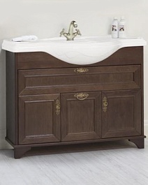 Акватон Тумба с раковиной "Идель 105" дуб шоколадный, рак. Лаура – фотография-1