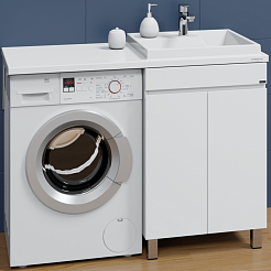 СанТа Тумба с раковиной под стиральную машину Марс 120 R 2 двери белая – фотография-1