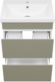 Misty Тумба под раковину Майна 60 2 ящика хаки/белая – фотография-3