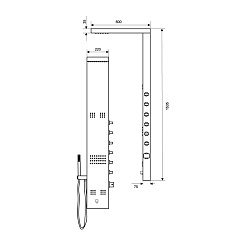 Excellent Душевая панель PI QUATRO с термостатом и изливом – фотография-2