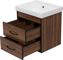 Misty Мебель для ванной Кедр 50 R подвесная орех/черная – фотография-7