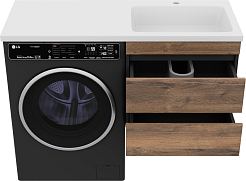 Misty Тумба с раковиной Коломбо 120 R подвесная под стиральную машину дуб галифакс/антрацит – фотография-4