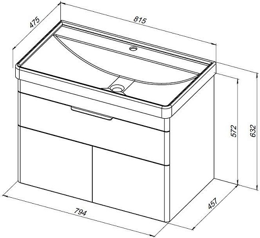 Aquanet Тумба под раковину Ирис New 80 подвесная белая глянцевая – картинка-13