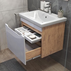 Vigo Мебель для ванной Grani 600-0-1 подвесная белая/дуб золотой – фотография-4