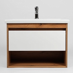 Viant Тумба под раковину Бостон 70 1 ящик подвесная белая/дуб вотан – фотография-3