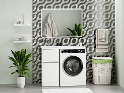 Misty Мебель для ванной с раковиной под стиральную машину Ингрид 100 L белая – фотография-2