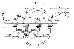 Webert Смеситель Ottocento OT730101010 золото, на борт ванны – фотография-3