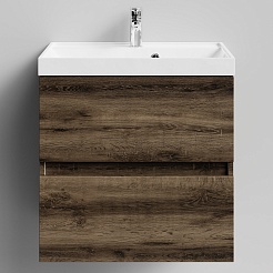 Водолей Тумба с раковиной Бест 60 подвесная дуб крымский коричневый – фотография-1