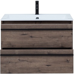 Aquanet Мебель для ванной Lino 80 подвесная дуб веллингтон – фотография-8