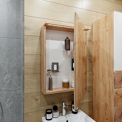 Бриклаер Мебель для ванной Форест 50 подвесная белый/дуб золотой – фотография-9