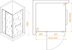 RGW Душевой уголок Passage PA-078-1B (PA-008B + Z-060-2B) 100x100 профиль черный стекло прозрачное – фотография-3