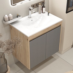 Teymi Тумба с раковиной Netta 70 подвесная дуб/графит – фотография-4