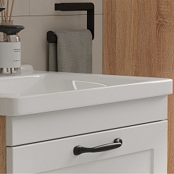 Equil Тумба с раковиной Lago 60 2 ящика подвесная белая/дерево – фотография-7