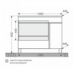 СанТа Тумба с раковиной Марс 100 напольная, дверца – фотография-2