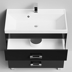 Водолей Мебель для ванной Орландо 80 с зеркальным шкафом Мальта черная – фотография-12