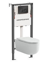 Ceramicanova Подвесной унитаз Ulma Rimless с системой инсталляции Balance кнопка Circle черный матовый