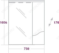 Onika Зеркальный шкаф Моника 75.01 R – фотография-2