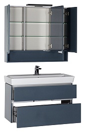 Aquanet Мебель для ванной "Виго 100" сине-серая – фотография-5