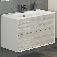 Comforty Тумба с раковиной Женева 90 подвесная дуб белый