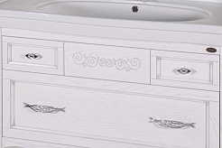 ASB-Woodline Тумба с раковиной Модерн 105 белый, (патина серебро) – фотография-4