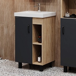 Onika Мебель для ванной Тимбер 50 L серая матовая/дуб сонома – фотография-7