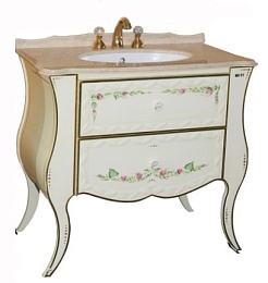 Misty Тумба для умывальника Анжелика 100 бежевая с узором – фотография-1