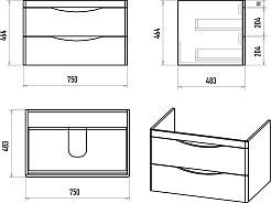 Misty Тумба с раковиной Мираж 80 подвесная белая – фотография-11
