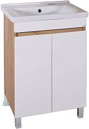 ASB-Mebel Тумба с раковиной Марко 60 2.0 белая/дуб золотой – фотография-3