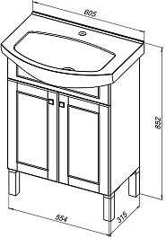 Aquanet Тумба с раковиной "Честер 60" белый/серебро – фотография-5