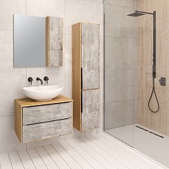 Runo Шкаф пенал Мальта 35 R подвесной дуб/серый – фотография-3