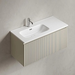 Sancos Тумба с раковиной Snob R 1.0 100 L beige soft раковина Element 101 чаша слева CN7003L – фотография-2