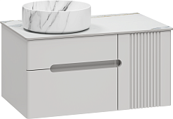 Brevita Тумба под раковину Pallisandro 80 L подвесная серая матовая – фотография-2