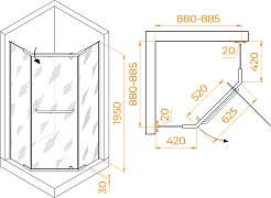 RGW Душевой уголок Passage PA-081B 90x90 профиль черный стекло прозрачное – фотография-3