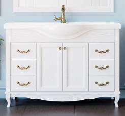 ValenHouse Тумба под раковину Эллина 120 белая, фурнитура бронза – фотография-1