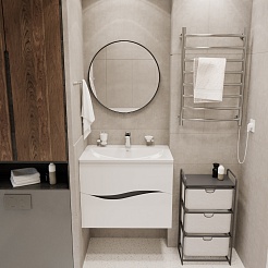 Mixline Тумба с раковиной Лайф 70 подвесная белая – фотография-7