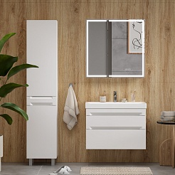 Equil Тумба с раковиной Corner 80 2 ящика подвесная белая – фотография-10