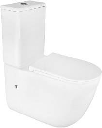 Azario Унитаз-компакт Riano AZ-1307A безободковый с бачком с сиденьем микролифт белый – фотография-3