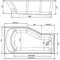 Marka One Акриловая ванна Convey 150x75 R – фотография-4