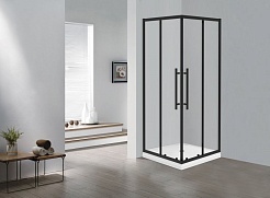Esbano Душевой уголок Flex 90x90 ESF-90KV-B профиль черный матовый стекло прозрачное – фотография-3