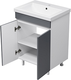 Misty Тумба с раковиной Майна 60 графит/белая – фотография-4