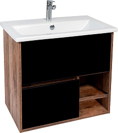 Viant Тумба под раковину Люксембург 60 подвесная черная матовая/дерево кейптаун – фотография-1