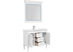 Aquanet Тумба с раковиной Селена 105 (3 ящика, 2 дверцы), белая/патина серебро – фотография-3