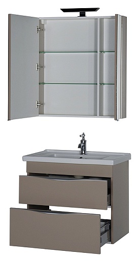 Aquanet Зеркальный шкаф "Эвора 80" капучино – картинка-3