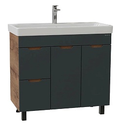 Onika Тумба под раковину Айленд 90 напольная графит/дуб крафт золотой – фотография-1