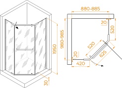 RGW Душевой уголок Passage PA-091B 100x90 профиль черный стекло прозрачное – фотография-3