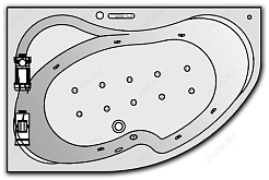 Kolpa San  Комплект гидро-аэромассажа Kolpa San Lulu Luxus (подсветка, дезинфекция, массаж: боковой, аэромассаж) – фотография-1