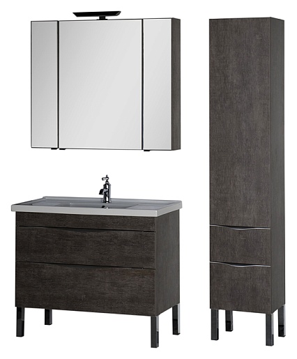 Aquanet Зеркальный шкаф "Эвора 100" дуб антик – картинка-5