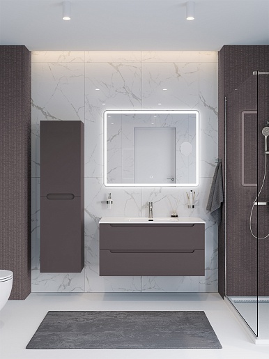 BelBagno Тумба с раковиной Etna 100 подвесная темно-серая матовая – фотография-12