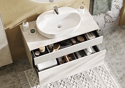 Акватон Тумба с раковиной Марбл 100 Одри Round подвесная слэйт/белая матовая – фотография-7